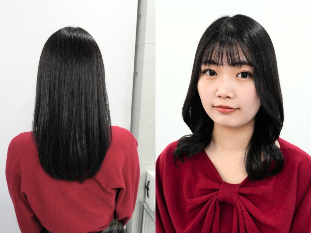 黒髪のまま可愛くなれる。少し厚めの前髪がミディアムの印象を変える理由