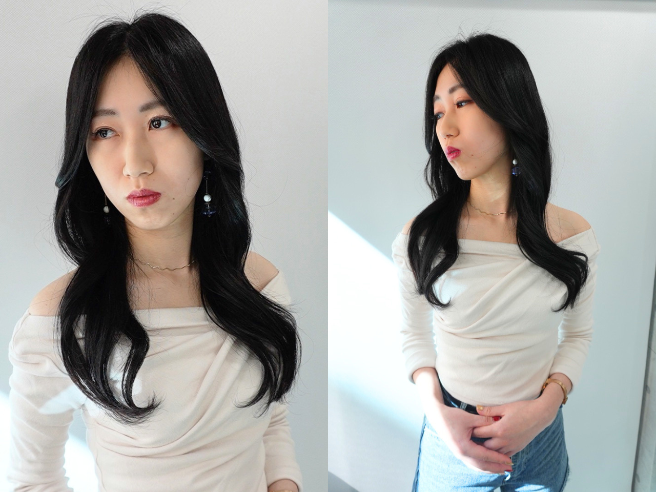 重く見えない黒髪ロングの正解｜レイヤー×流し前髪の巻きで顔まわりが軽くなる