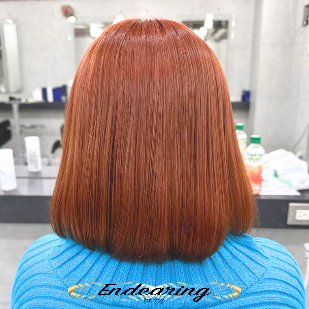 銀座でできるブリーチ×高明度オレンジ🍊大人女性のためのミディアムボブ