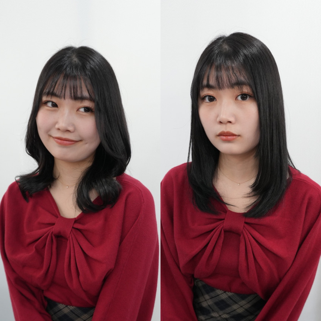 巻き髪とストレート、冬に似合うのはどっち？暗髪でも重く見えない透明感オリーブベージュのロングヘア解説｜銀座美容室