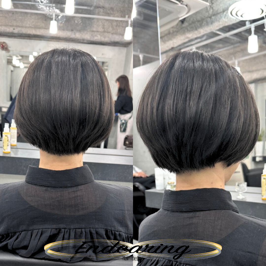 ダークグレーヘアカラー×マッシュボブで若々しく｜骨格をきれいに見せる大人の短めスタイル