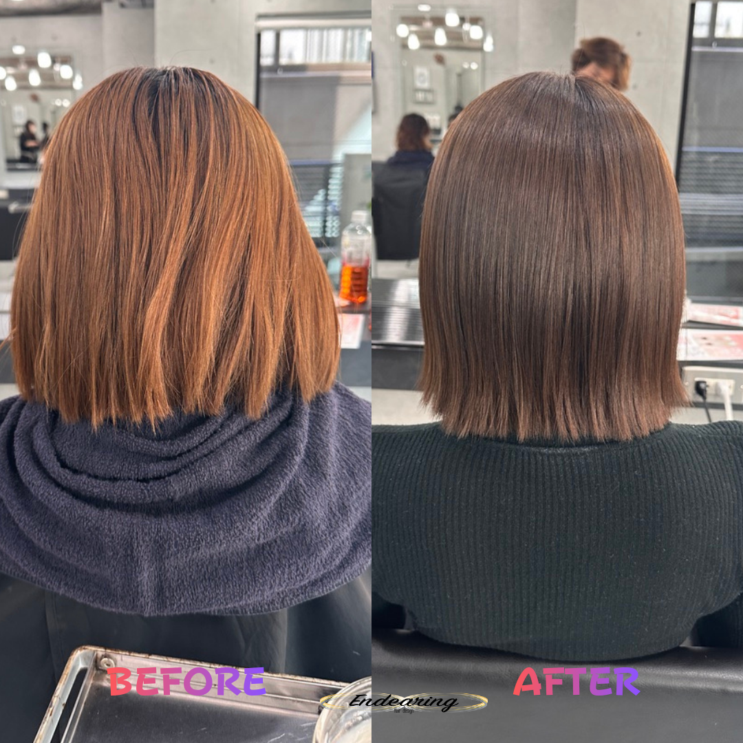 オレンジ髪から透明感ラベンダーグレージュへ｜カラーで印象が変わるBEFORE＆AFTER  P