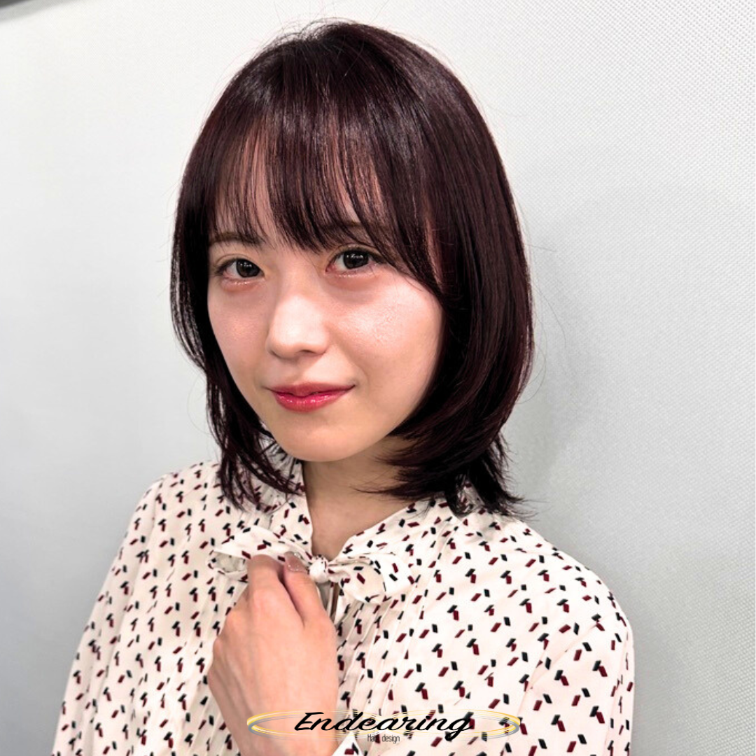 透明感ピンクが映えるレイヤーボブ｜銀座で叶える重く見せない大人可愛いボブスタイル