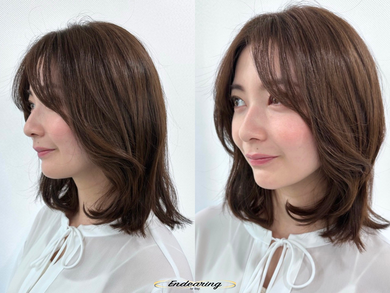 明るい白髪染め×透明感ラベンダーブラウン 前下がりボブで襟足すっきり