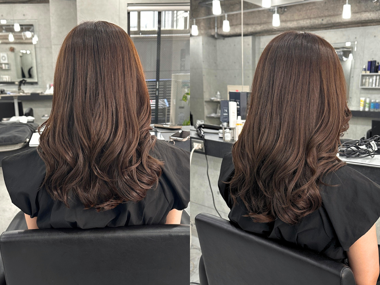 秋のロングヘアに似合うオリーブベージュ｜レイヤーで軽やかに楽しむ透明感カラー