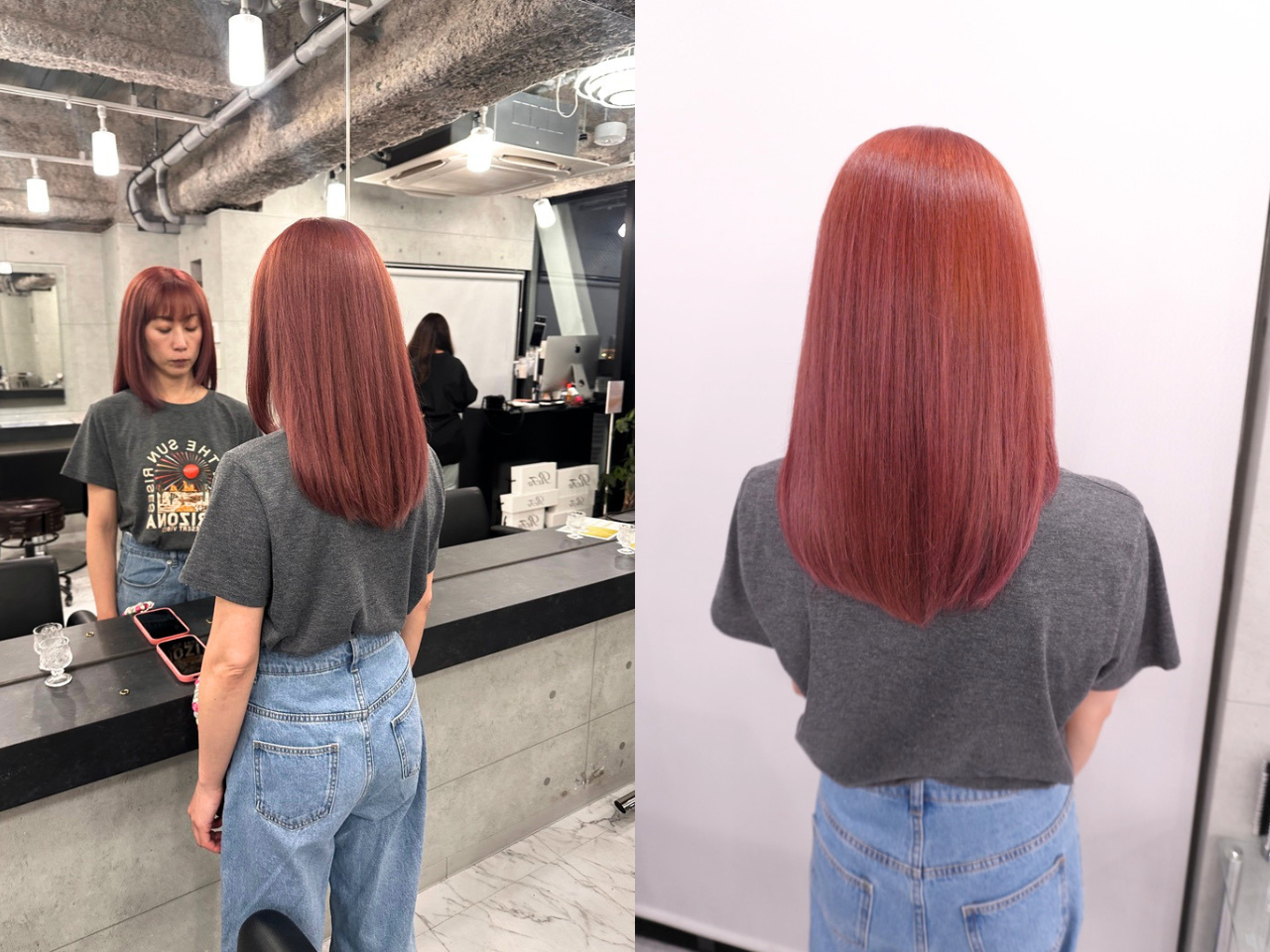 艶感が欲しいロングヘアに。大人が楽しむ透明感ピンクカラー